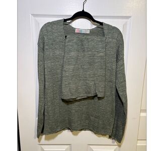 Free People FP Beach Green Knit Lounge Set Top & Skirt XS